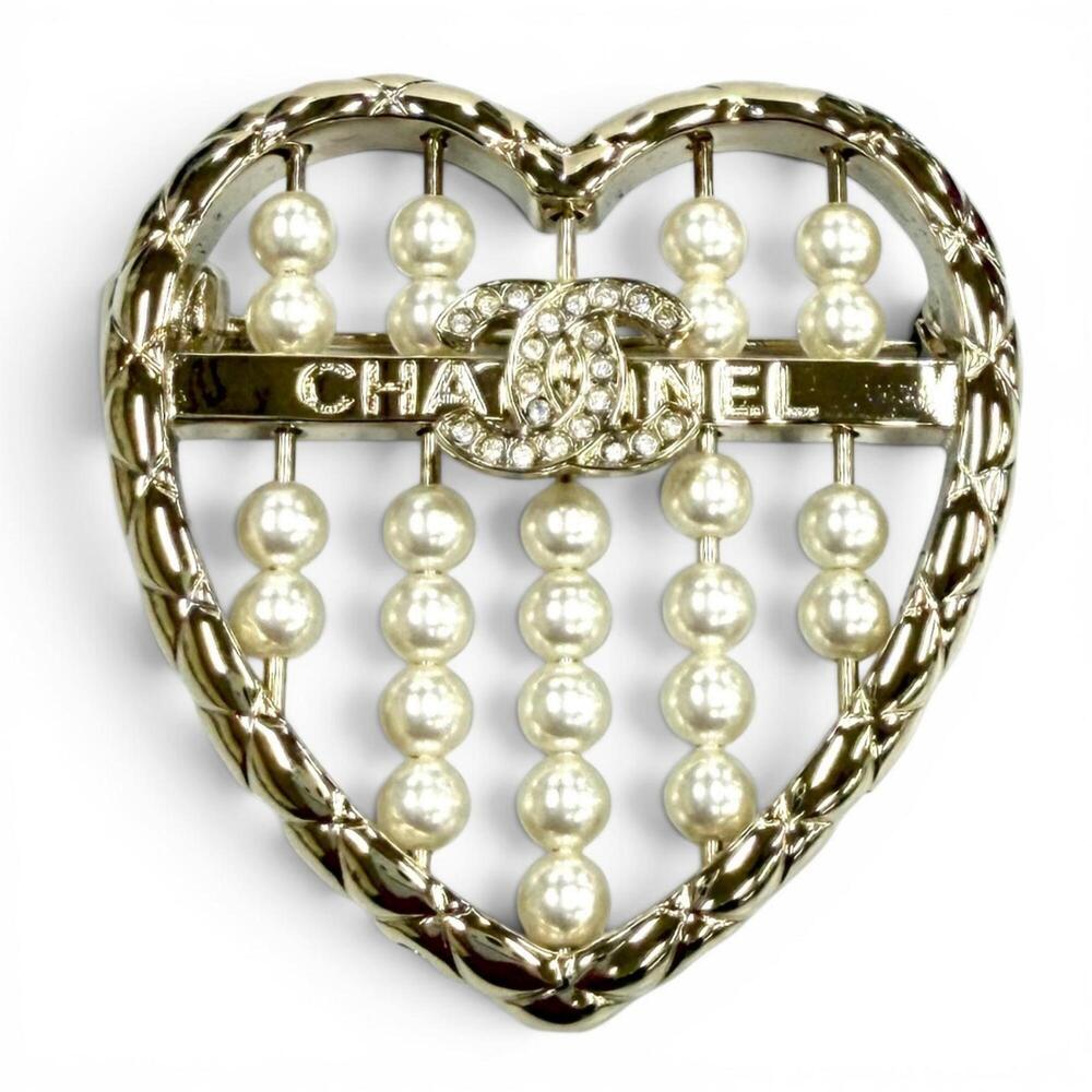 Chanel White Logo Brooch